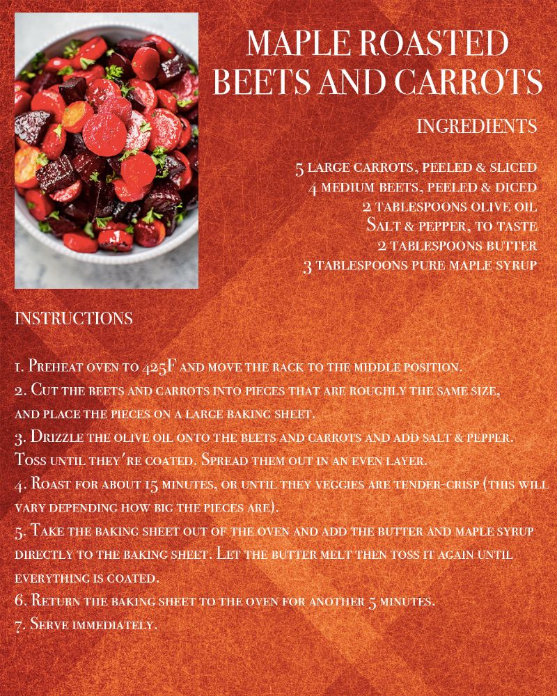 Maple Roasted Beets and Carrots Recipe Card
