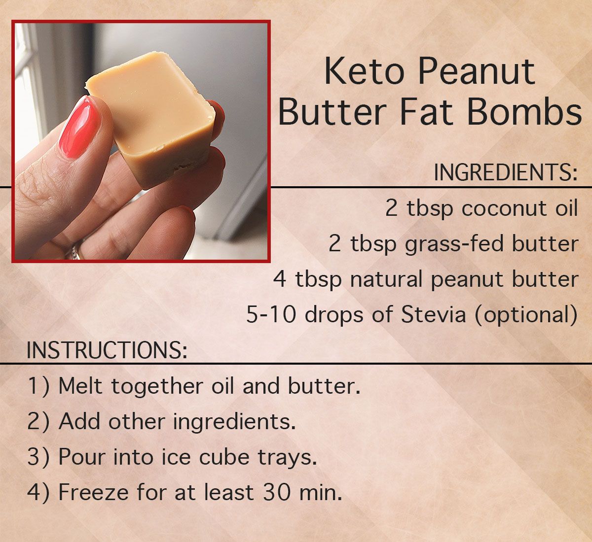 Keto Peanut Butter Fat Bomb Recipe Card