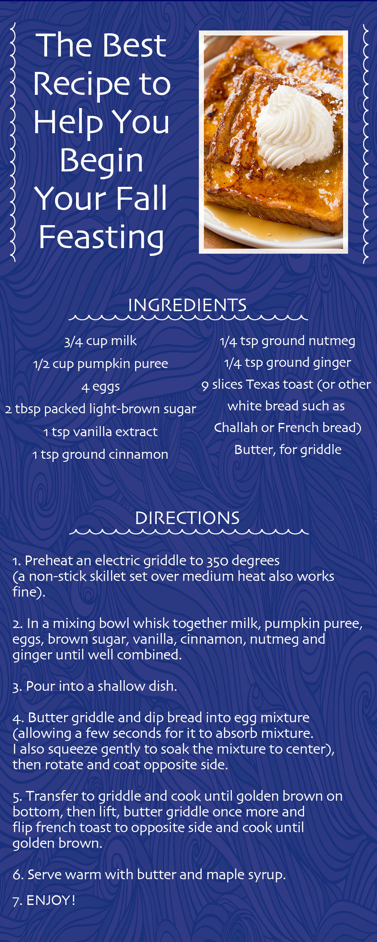 Pumpkin French Toast Recipe Card