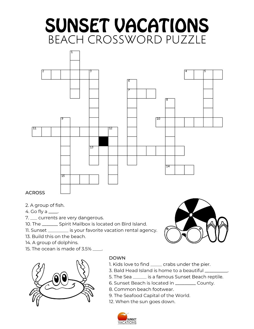 Sunset Beach Crossword Puzzle